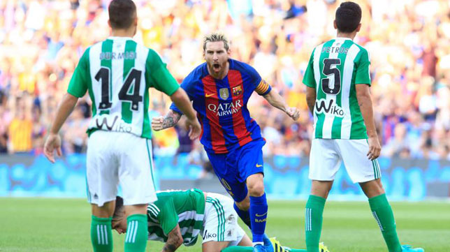 El campeón Barca inicia la Liga goleando al Betis de la mano del rubio Messi y Luis Suárez