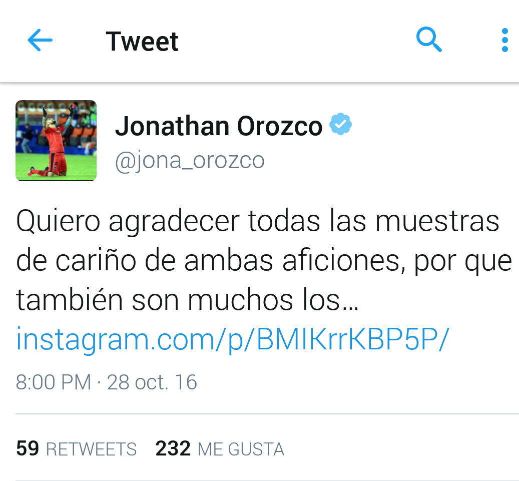 Orozco agradece con mensaje a las aficiones de Rayados y Tigres