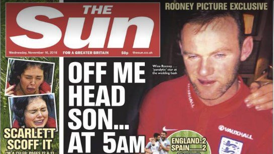 Escándalo en Inglaterra por fotos de Wayne Rooney ebrio