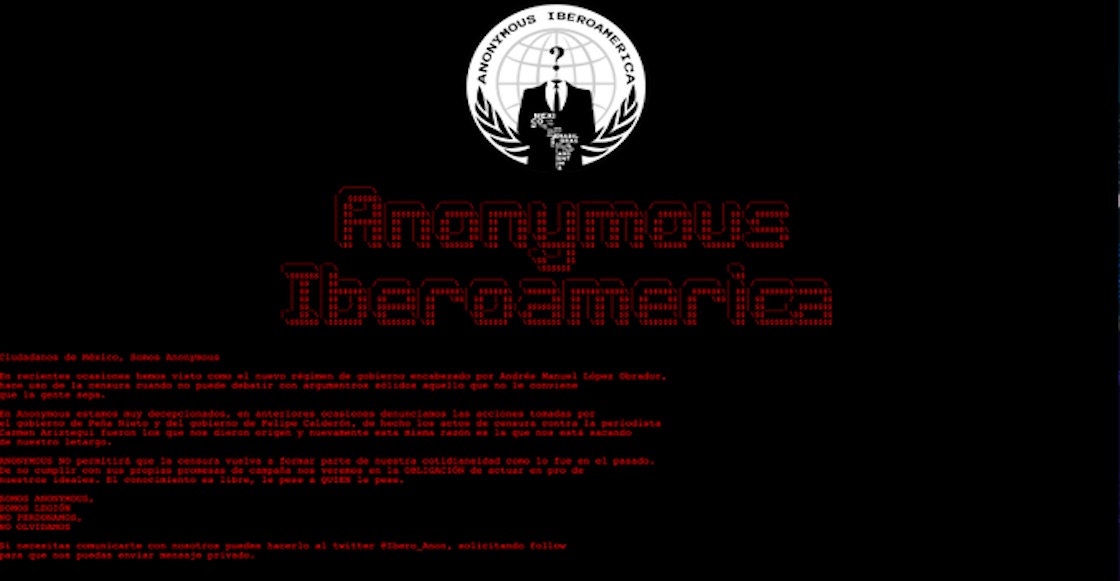 Hackers se apoderan de la Conapred y lanzaron mensaje a AMLO; podría ser Anonymus