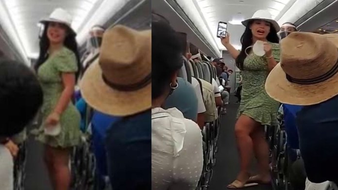 #LadyCovid: Mujer se quita cubrebocas en avión y asegura que no existe el virus (VIDEO)