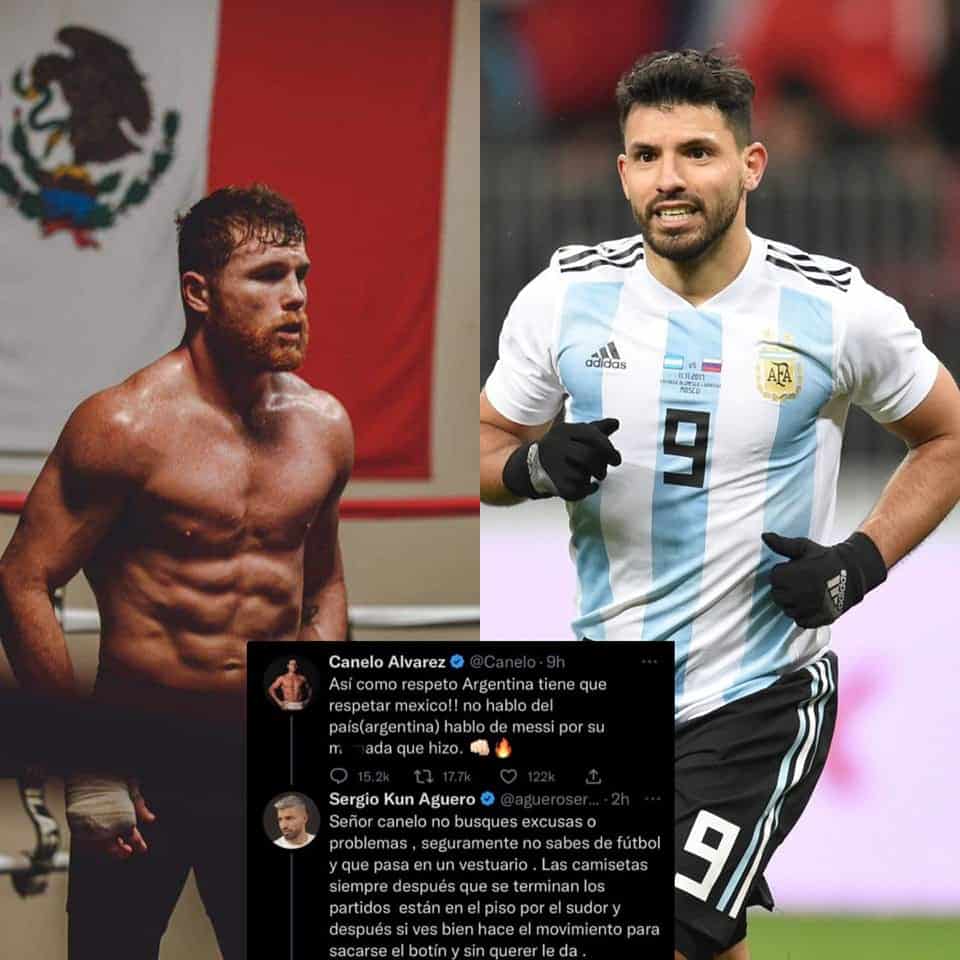 Sigue la pugna “Kun Agüero” le contesta a “Canelo” tras amenazar a Messi por “patear” camiseta de México  